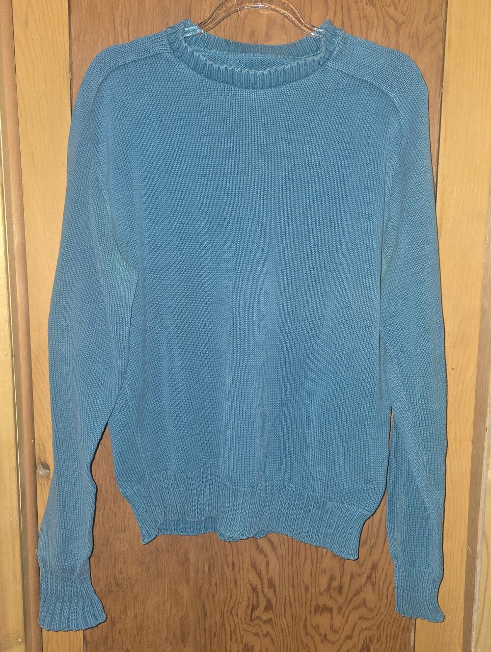 Christopher & banks L teal chunky knit sweater